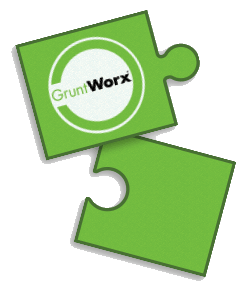 Clip art image of a GruntWorx branded puzzle pieces
